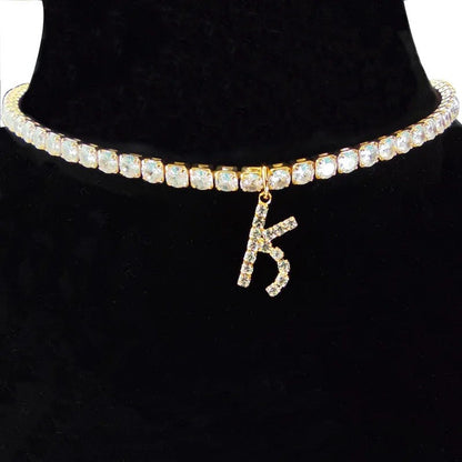 Crystal Initial Butterfly Tennis Necklace