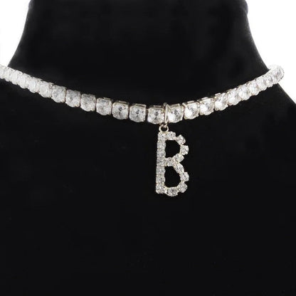 Crystal Initial Butterfly Tennis Necklace
