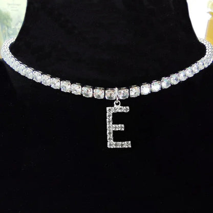 Crystal Initial Butterfly Tennis Necklace