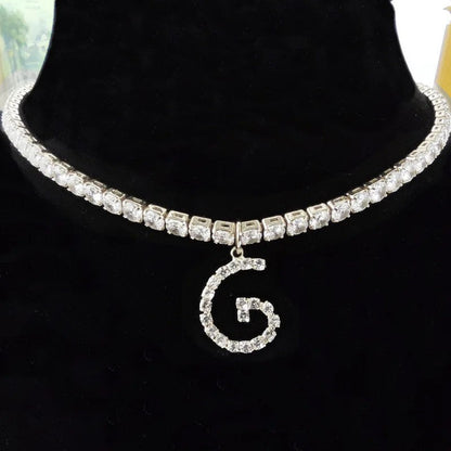 Crystal Initial Butterfly Tennis Necklace