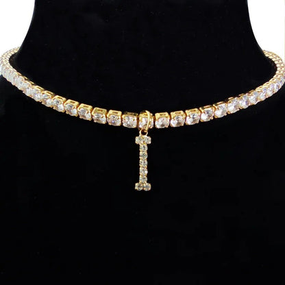 Crystal Initial Butterfly Tennis Necklace