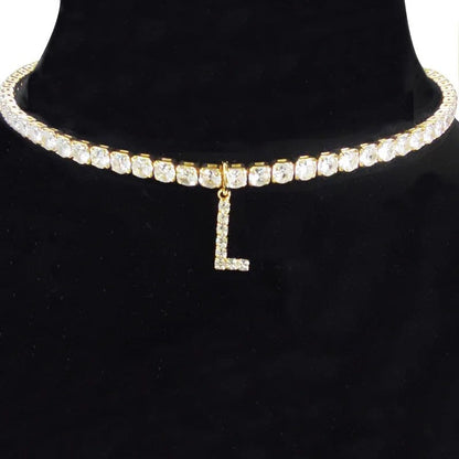 Crystal Initial Butterfly Tennis Necklace