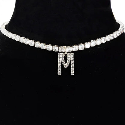 Crystal Initial Butterfly Tennis Necklace