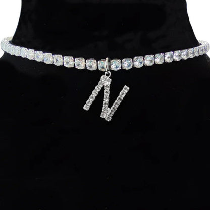 Crystal Initial Butterfly Tennis Necklace
