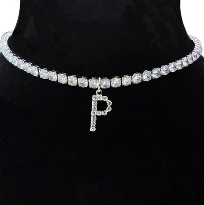 Crystal Initial Butterfly Tennis Necklace