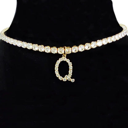 Crystal Initial Butterfly Tennis Necklace