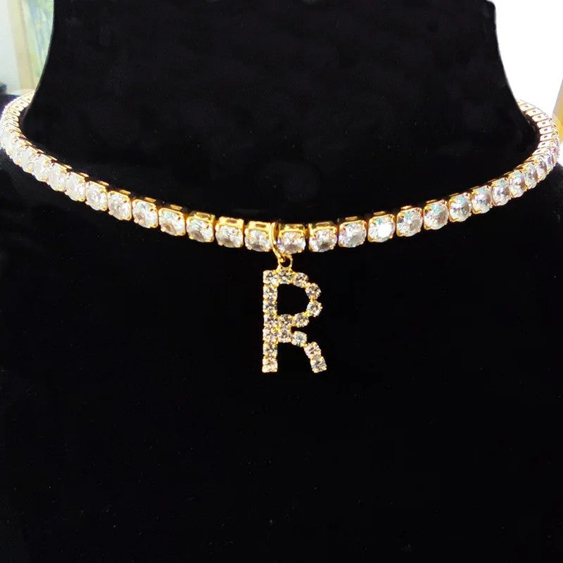 Crystal Initial Butterfly Tennis Necklace