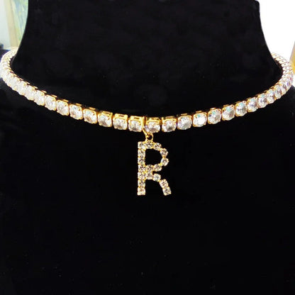 Crystal Initial Butterfly Tennis Necklace