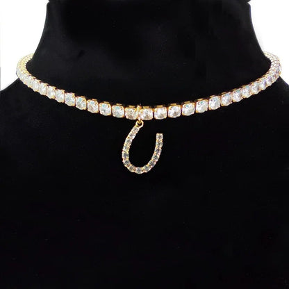 Crystal Initial Butterfly Tennis Necklace