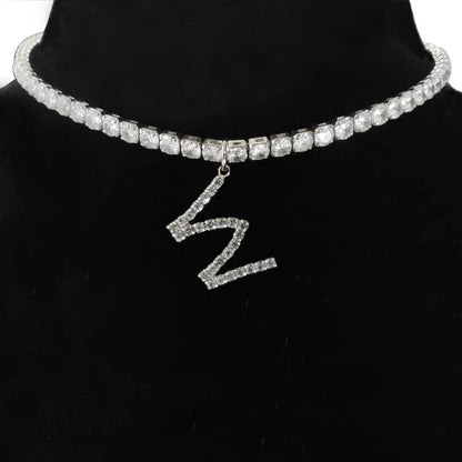 Crystal Initial Butterfly Tennis Necklace