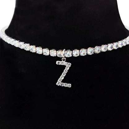 Crystal Initial Butterfly Tennis Necklace