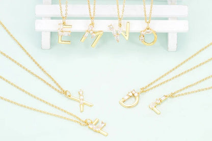 Crystal Initial Bow Necklace