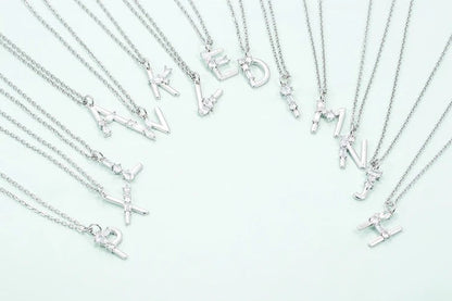 Crystal Initial Bow Necklace