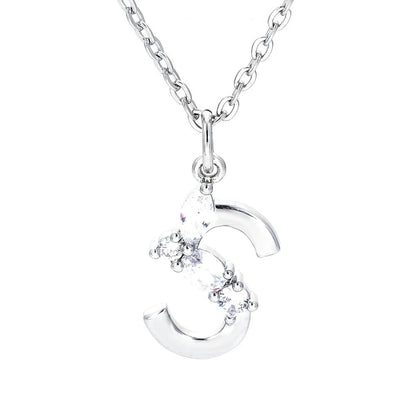 Crystal Initial Bow Necklace