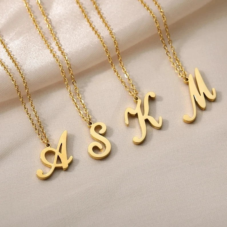 Script Initial Cable Link Necklace
