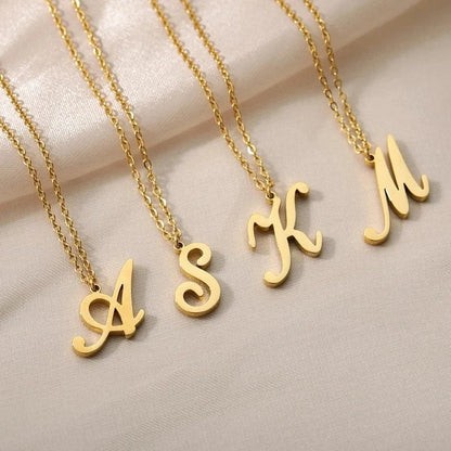 Script Initial Cable Link Necklace