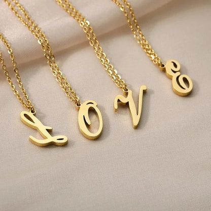 Script Initial Cable Link Necklace