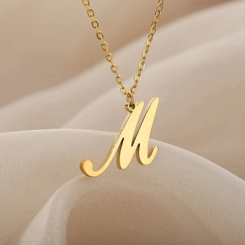 Script Initial Cable Link Necklace