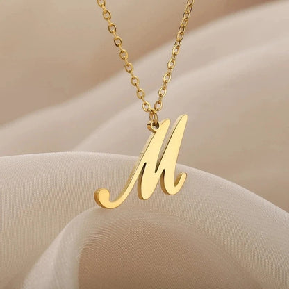 Script Initial Cable Link Necklace