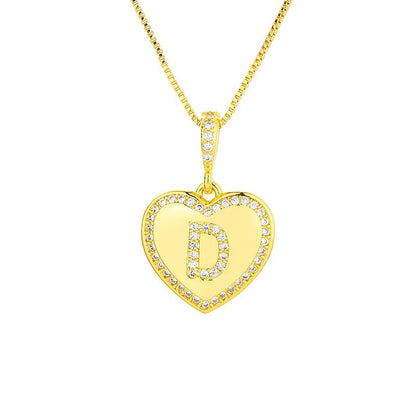 Zircon Heart Initial Necklace