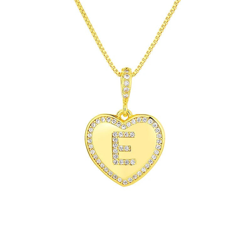 Zircon Heart Initial Necklace