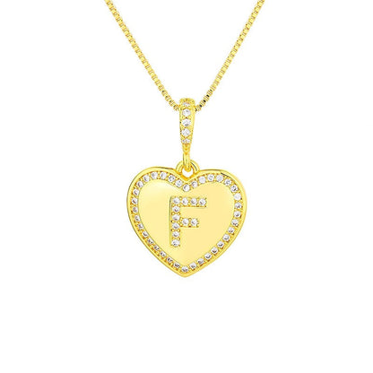 Zircon Heart Initial Necklace
