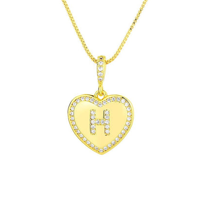 Zircon Heart Initial Necklace