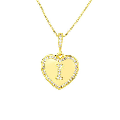 Zircon Heart Initial Necklace