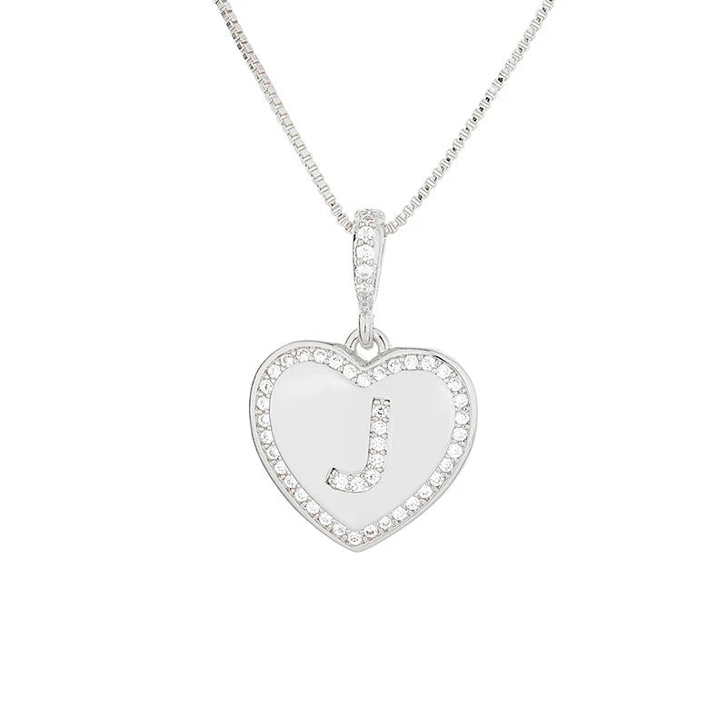 Zircon Heart Initial Necklace