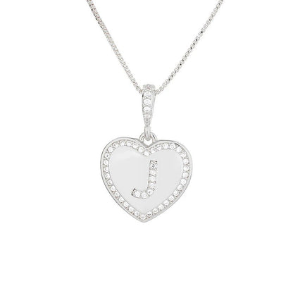 Zircon Heart Initial Necklace
