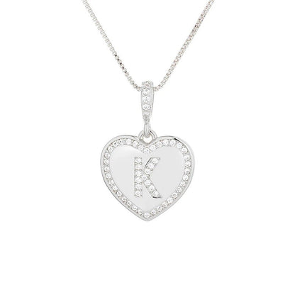 Zircon Heart Initial Necklace