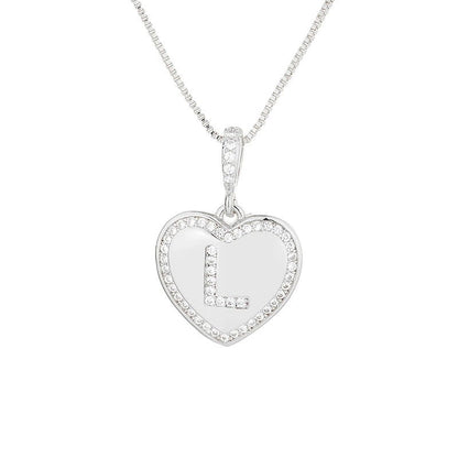 Zircon Heart Initial Necklace