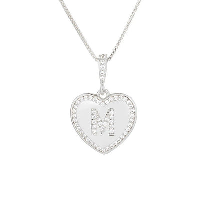 Zircon Heart Initial Necklace