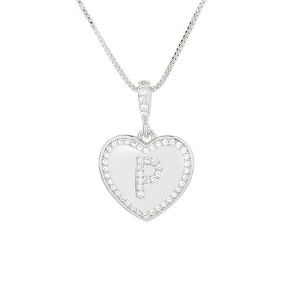 Zircon Heart Initial Necklace