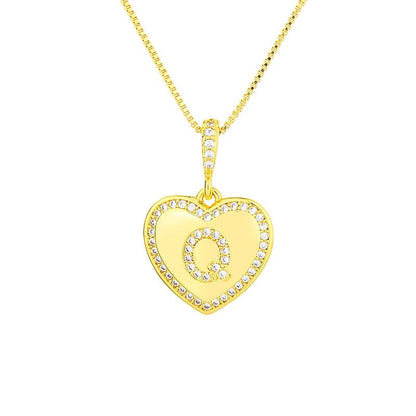 Zircon Heart Initial Necklace