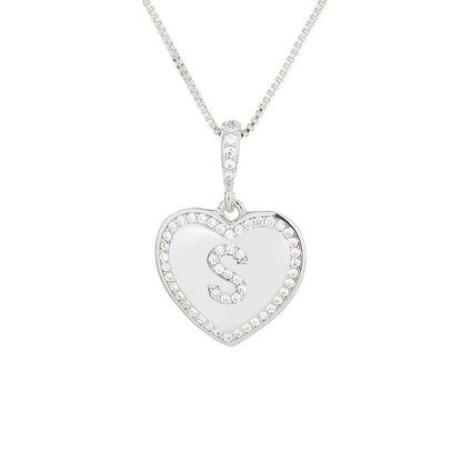 Zircon Heart Initial Necklace