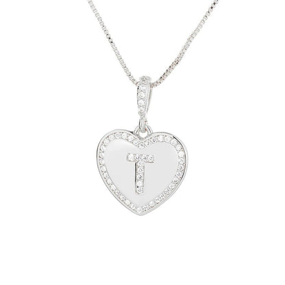 Zircon Heart Initial Necklace