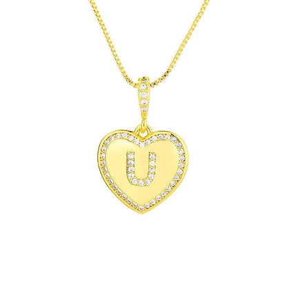 Zircon Heart Initial Necklace