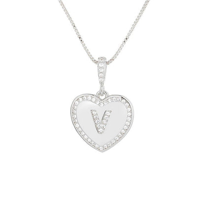 Zircon Heart Initial Necklace