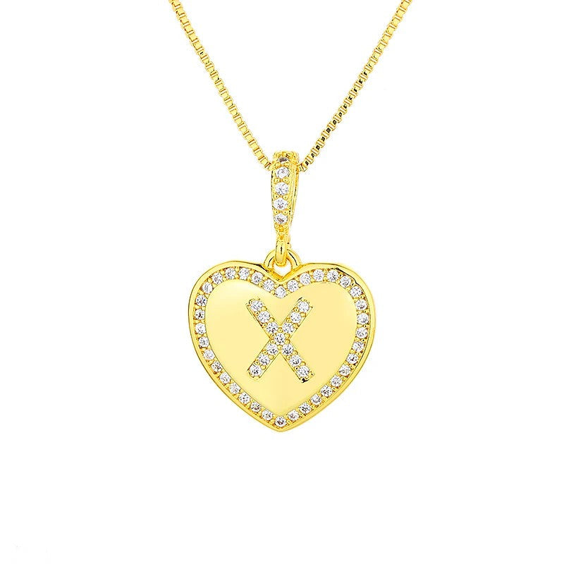 Zircon Heart Initial Necklace