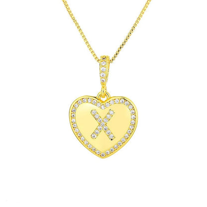 Zircon Heart Initial Necklace
