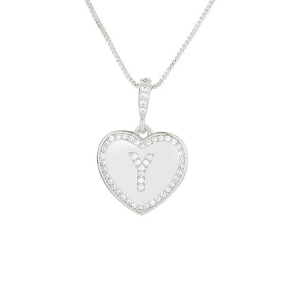 Zircon Heart Initial Necklace