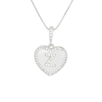 Zircon Heart Initial Necklace