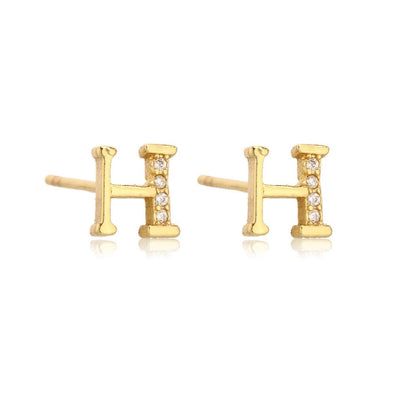 Crystal Initial W Stud Earrings