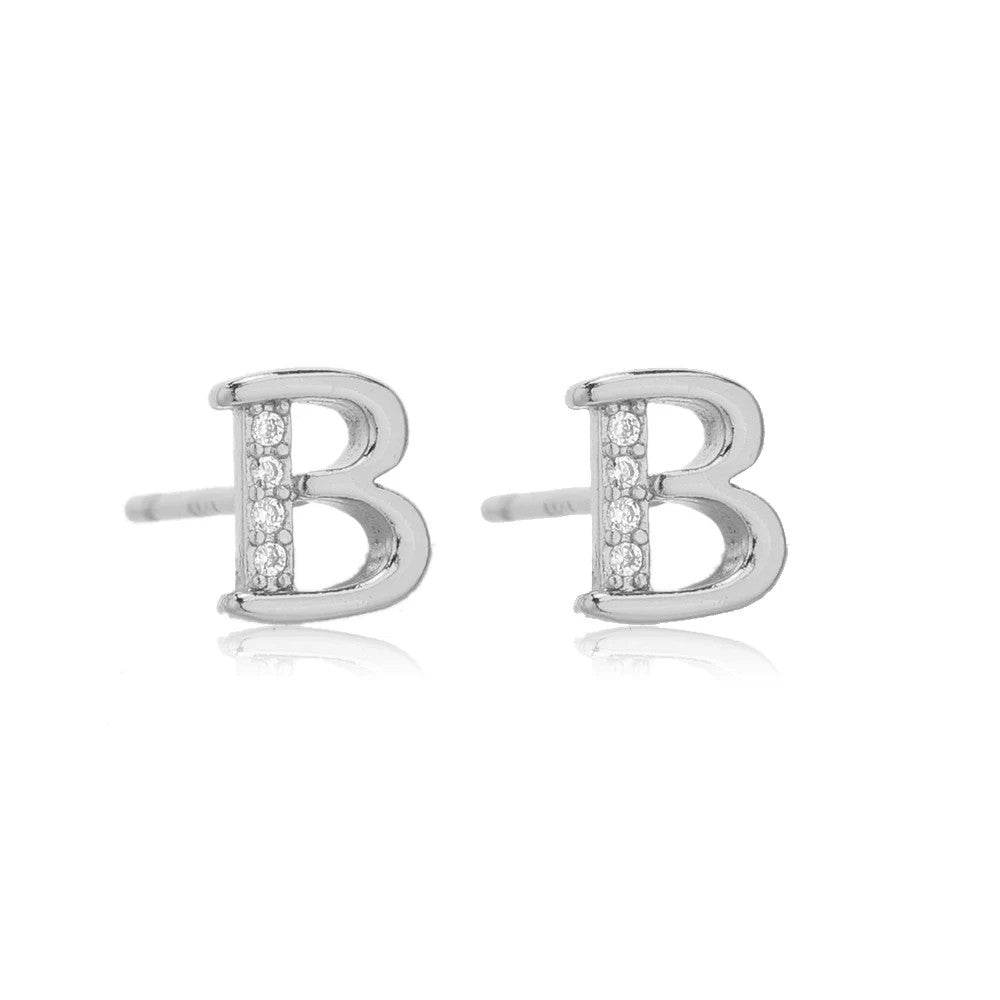 Crystal Initial W Stud Earrings