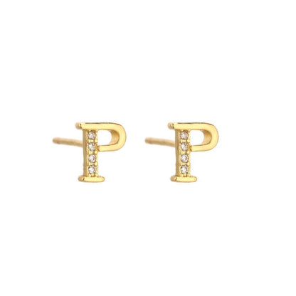 Crystal Initial W Stud Earrings