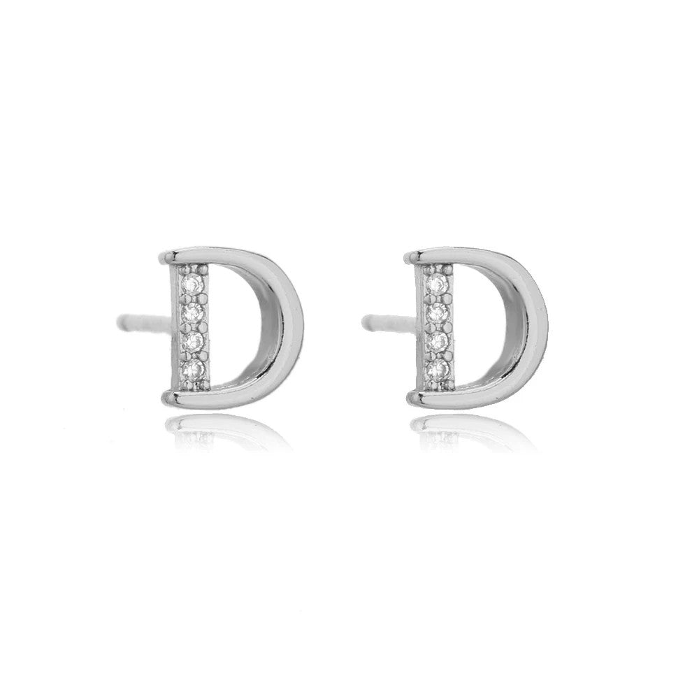 Crystal Initial W Stud Earrings
