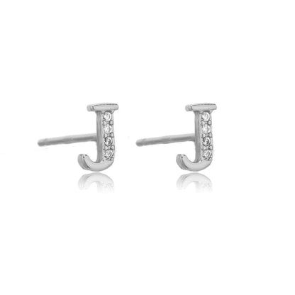 Crystal Initial W Stud Earrings