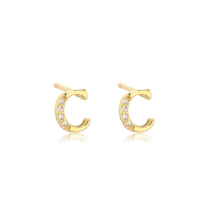 Crystal Initial W Stud Earrings