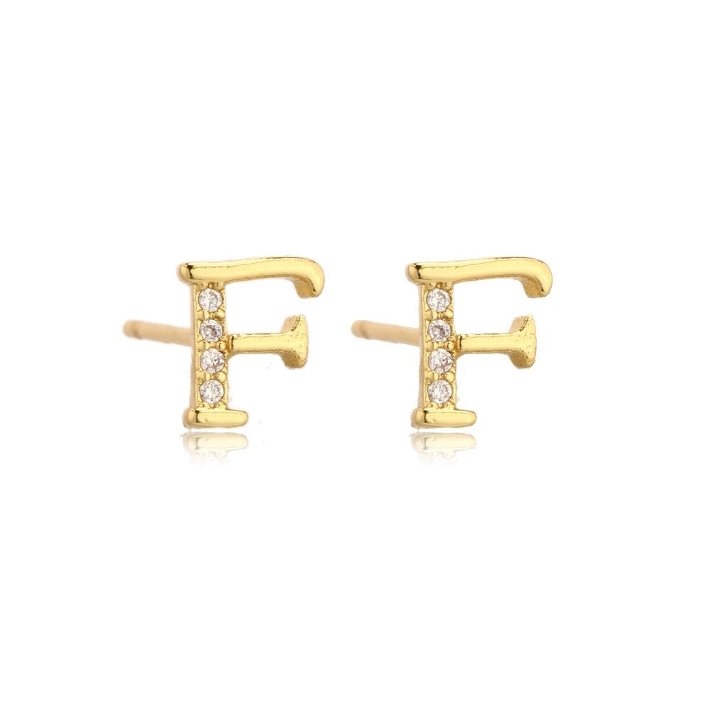 Crystal Initial W Stud Earrings